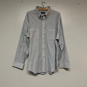 Men's REED ST JAMES Blue & White Striped Dress Shirt Neck 18 34-35